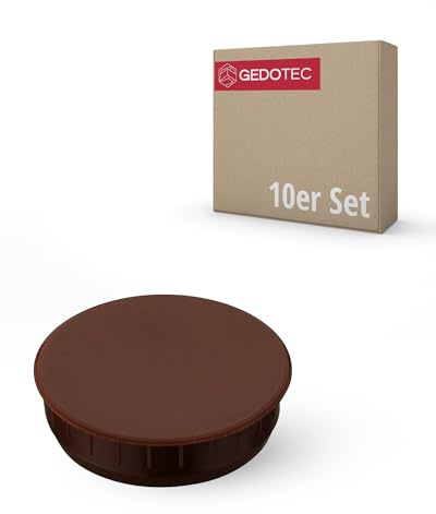 Gedotec Schrauben-Abdeckungen rund Schrauben-Kappen zum Eindrücken Möbel-Abdeckkappen Kunststoff | H1118 | Ø 35 mm | Abdeck-Stopfen braun RAL 8014 | 10 Stück - Abdeckungen für Bohrlöcher & Topfbohrung