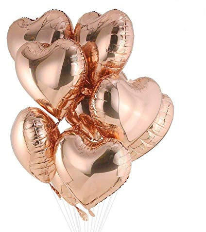 FVCENT 30 Stück Herzballons aus Aluminium für Brautgeburtstag, Dusche, Valentinstag, Rosegold