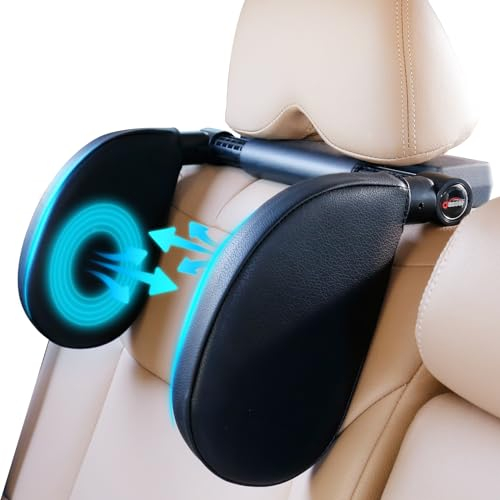 Oasser Car Seat Headrest Pillow, Detachable and Adjustable Double Sided Support Head and Neck for Adult and Kids, Easy to Install, Suitable for Front Passenger Seat and Rear Seat CA1 (Black)