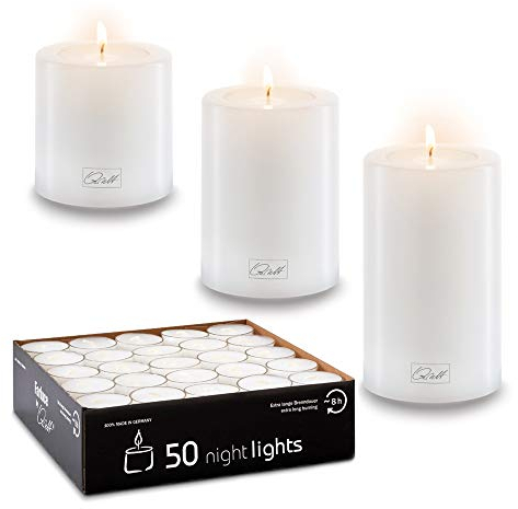 Qult Farluce Trend • 3er Set (Ø 8 cm - H 6, 9, 12 cm) • Teelichthalter in Kerzenform • Kerze • Kunststoffkerze in Kerzenoptik • Teelichtkerze mit Teelichteinsatz • inkl. Teelicht