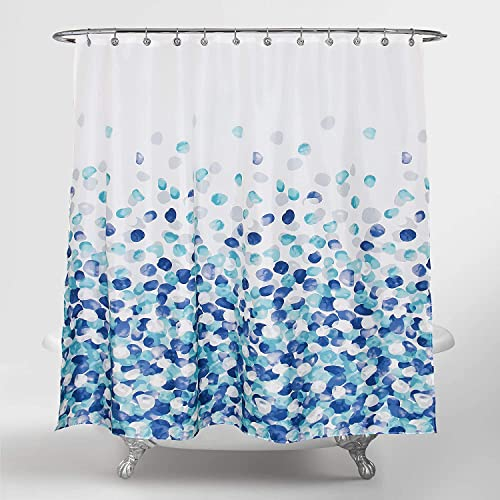 Wolke sieben Premium Duschvorhang Badezimmer Vorhang Polyester Wasserdicht Waschbar Anti-Schimmel I Verstärkter Saum mit Gewichtsband I Set inkl. 12 Haken, Metall-Ösen (Blau, 180 x 200 cm)