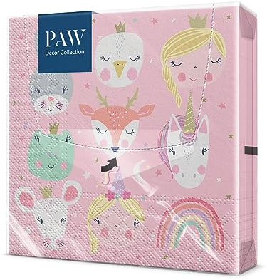 PAW Servietten 33 x 33 cm, 20 Stück - Magische Freunde | Dreilagig, saugstark und reißfest, fröhliche Deko für den Kindergeburtstag, macht jede Kinderparty bunter