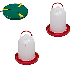 Tränkenwärmer 30 cm mit 2x6L Tränke Heiz-und Wärmeplatte für Geflügelhaltung, Heizplatte, Tränken Set, Tränkenplatte, Kleintier Geflügel Winterfest Tränkenwärmer Kükenaufzucht Frostschutz