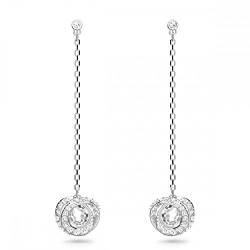 Swarovski Generation Drop-Ohrhänger, Lange, Rhodinierte Ohrringe mit Kristallpavé