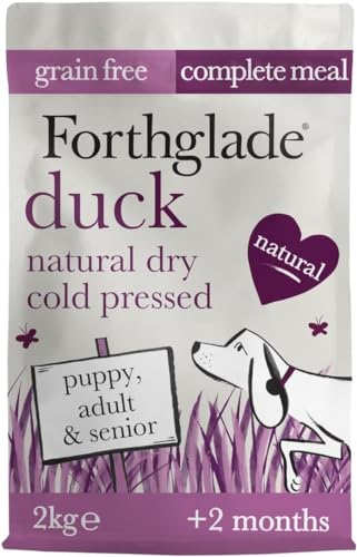 Forthglade Dry Dog Food, Cold Pressed (2kg), Hypoallergenic and Grain Free Dog Food, Duck & Vegetables, Natural Senior, Adult and Puppy Meal, Vet Approved For Good Gut Health