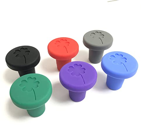 Silicone Wine Stoppers, Lucky Clover Design Set of 6 Beer Bottle Cover Caps Saver Sealer, Keep Fresh Tools for Wine Bottles (6)