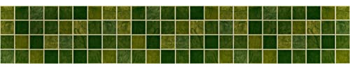 Guest Ruyunlai Bordüre selbstklebend grünes Mosaik 10cm X 1000cm zum Aufkleben für Wohnzimmer Küche Badezimmer Tapetenrahmen Abnehmbare Wasserdicht Bodenleiste Verdicken PVC Dekorative Bordüre