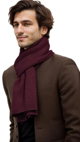 Prettystern Kaschmir Yak-Wolle und Lamm-Wolle luftig Warm Strick-Schal Winter-Schal für Damen und Herren Rot dunkelrot