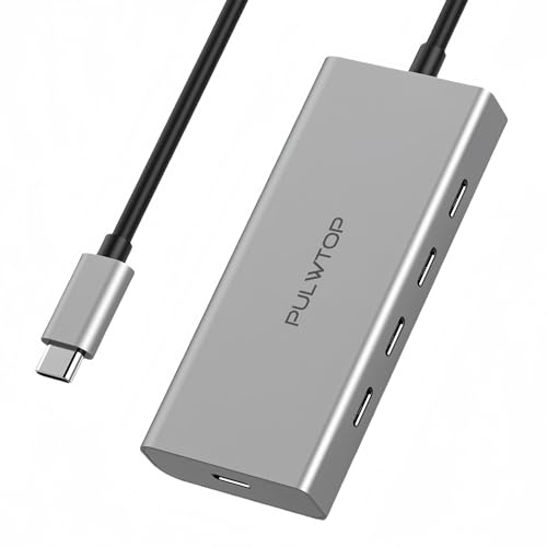 USB C Hub 3.2, 5 Port USB C Hub with 10Gbps Data Transfer, 100W PD | PULWTOP USB 3.2 Hub Multiport Adapter for MacBook Pro/Air, iPhone, Galaxy, Surface Go, XPS, iPad
