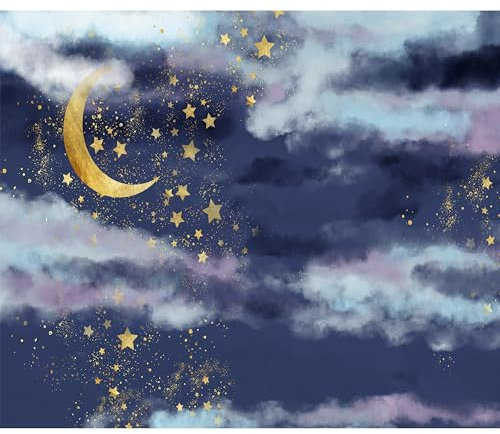 murando Fototapete Premium-Vlies Himmel Mond 100x70cm Foto Tapete Schlafzimmer Wohnzimmer Vliestapete XXL Wandtapete Motivtapeten Bildtapete 3d Effekt Wand Dekoration Sterne Wolken Nacht Nachthimmel