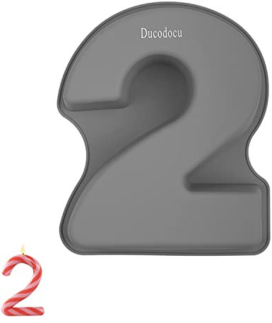 Ducodocu Silicone Cake Pans 3D Large Number Cake Mould Novelty Cake Tins DIY Baking Mold for Birthday Wedding Anniversary 10 inch Number of 2