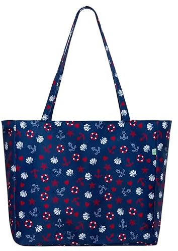 Dedoles Große Strandtasche Damen Schwimmbad Badetasche viele lustige Designs Zitronen Kokosnuss Sommer Meer Wasserabweisend Tasche, Farbe: Strand, Küste und Hafen