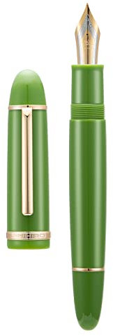 Jinhao X159 Fountain Pen Green Acrylic Gold Trim Pen, Size #8 Extra Fine Nib Office Pen Calligraphy Writing