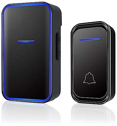 AIPOTEC Campanello senza fili per esterni, impermeabile, portata di 300 m, 38 melodie, 4 volumi regolabili, campanello esterno e LED lampeggiante per casa, ufficio, hotel (Nero)