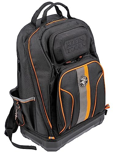 KLEIN TOOLS Unisex's Tool Bag Tradesman Pro Extra-Large 40-Pocket Electrician Jobsite Backpack with Molded Bottom, Black, Charging Port