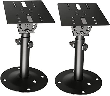 TEmkin Speaker Stands,Speaker Wall Mount Stand, With Adjustable Swivel Tilt, Retractable Telescopic Arm, Speaker Mounting Bracket For Home Audio Surround Sound Systems