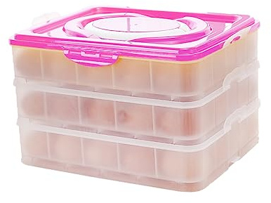 GOOHOCHY 3capa Bandeja Para Huevos Tipo Huevera Tapa Color Rosa De Plástico Para Verduras Organizador Para Refrigerador Para Almacenamiento De Huevos Nevera