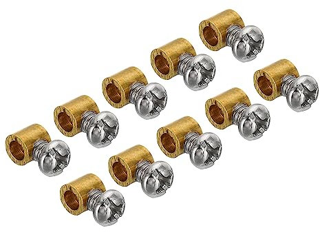 PATIKIL 3,3mm Foro Filo Corda Clip Set, 10pz Ottone Singolo Fori Lucchetto Cavo Morsetti Clip con M4x0.7 Viti Phillips per Cavo Fai-da-Te- Raccordi, Ottone