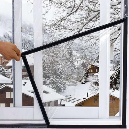 AiChen-Kit PelíCula Aislante Ventana120x195cm(47.2x76.7in)-para Aislar Una Ventana El Un Piso Antiguo,No Pasa Nada De AíRe Y Se Conserva Mucho Mejor El Calor,Black