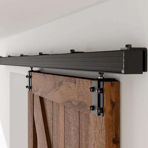 AONAYIOA 60/5FT Box Rail Hardware Heavy Duty Sliding Barn Door Track, Aluminium Alloy Wall Mount Kit for Single Door, Smoothly and Quietly Easy to Install (No Door)