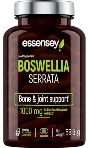 Essensey Boswellia Serrata Capsules - Ultimate Joint and Heart Support with 1000mg Extract, 600mg Boswellic Acid Supplements - 90 Vegetarian Capsules