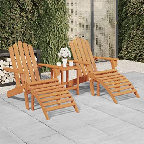 KTHLBRH Adirondack-Gartenstühle mit Fußteilen 2 STK. Massivholz Akazie, Outdoor-Stühle Balkonstühle Freizeitstühle Terrassenstühle für Garten, Rasen, Terrasse