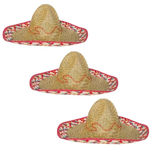 Karnevalsteufel Sombrero-Set Mexikanerhüte in bunten Farben mit rotem Rand