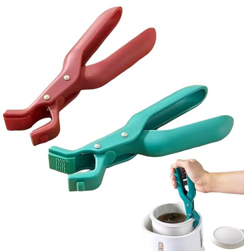 Grillzange - Küchenzange - Zange Küche - Hitzebeständiger Mehrzweck Schüsselhalter Clip für die Küche - 2024 Neueste Ofenzange mit Silikonschutz, Heißluftfritteuse und Kochen - Grün/Rot 2 Stück