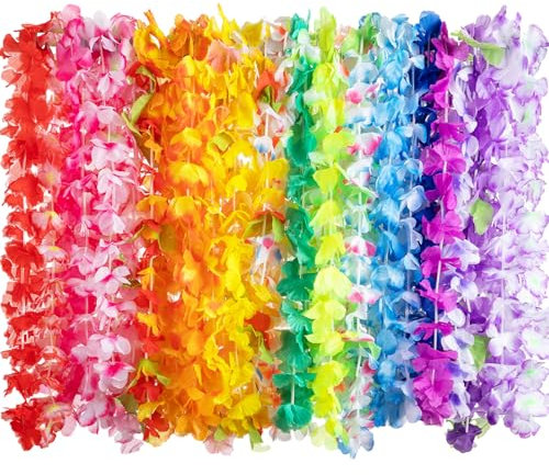 LOVICVKEM 40 Pezzi Ghirlanda Hawaiana Collana, Decorazioni Hawaiane Leis Collane Hawaiane Multicolori Fiori Ghirlande per Tropicale Spiaggia a Tema Festa Decorazioni Decorazioni di Compleanno