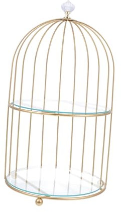 LALADEFIEE 4pezzi Espositore Decorativo Per Dolci e Stand Per Torte Due Piani Design Elegante Forma Di Gabbia Per Uccelli Per Matrimoni e Feste Capacità Ampia Per Cupcake e Muffin