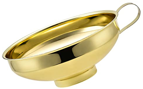 Amosfun Embudo Dorado De Cocina Embudo De Boca Ancha Para Llenar Frascos Aceite Vinagre o Agua El Hogar
