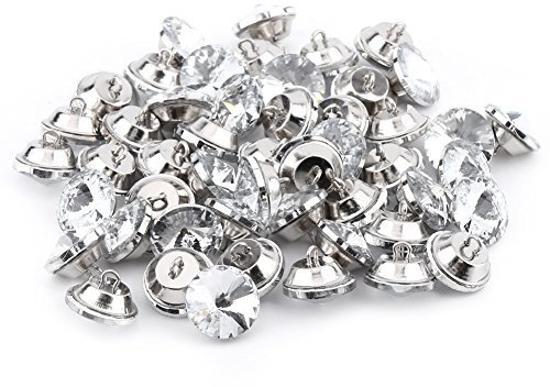 ZenithAur Kristall-Polsterknöpfe, 0,79, 50 Stück, klare, runde Strassknöpfe mit Metallschlaufe zum dekorativen Nähen auf Sofas, Bettkopfteilen, Möbeln (25mm)