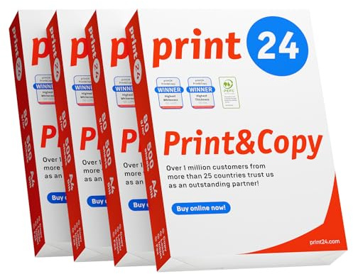 print24 skrivarpapper kopieringspapper 2000 ark 4 x 500 A4 80 g premium vit CIE 160 testvinnare PEFC