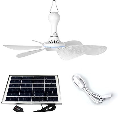 Ventilatore Ad Energia Solare 5/6/10 W Piccolo Ventilatore da Soffitto Esterno Ventilatore da Campeggio con Pale Plug-and-play in ABS da 6 Pezzi Silenzioso Adatto for 5-10 Metri Quadrati (diametro 42