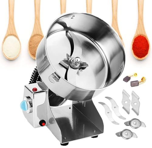 pealiritansemen Molinillo De Café Eléctrico, Molinillo De Especias para Nueces Y Frijoles, Material De Acero Inoxidable, Grado De Trituración De Malla 60-350, 32000 RPM, para Nueces, Especias, Granos