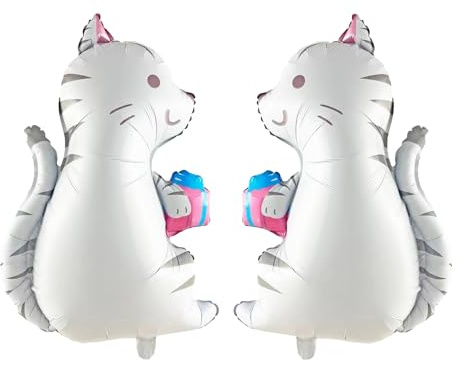Koboko Katzen Deko Ballons Geburtstag, 2 Stück Katze Deko Folienballon Geburtstag, Katze Luftballons Geburtstage Mädchen, Geschenk Katzen Geburtstage Deko Helium Ballon Tiere für Kindergeburtstag Deko