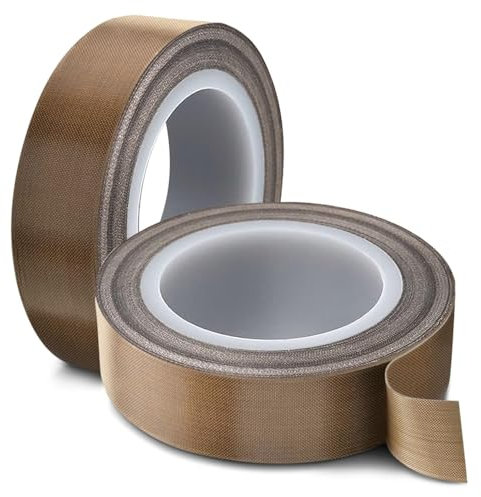 Techchii 2 Rotoli di Nastro in Teflon, 20 mm X 10 M, Resistente al Calore, in Teflon/PTFE, per Scopi più Industriali, Resistente al Calore Fino a 260 °C