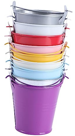 CIMAXIC 9pcs Zufällige Farbe Mini Eimer Blumentopf Weißblech Blumentopf Set Für Home Office