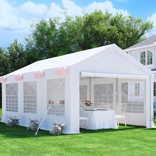 Devoko Tente de Reception 4x6,Barnum UV 50+,Tonnelle de Jardin Exterieur,Tonelle Tente pour Les Mariages, Les fêtes, Les rassemblements,Blanche