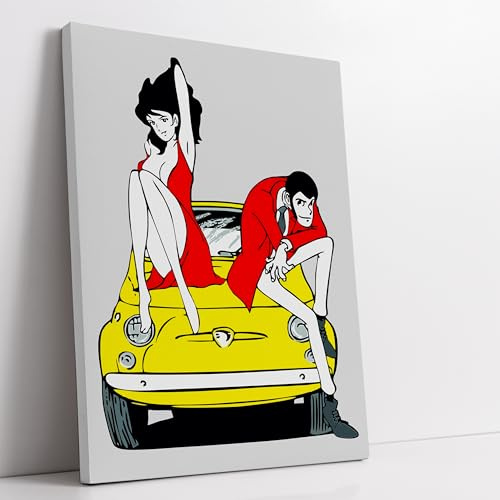 Lupin Margot Fiat 70x100cm Riproduzione Artistica - Quadro su Tela in Cotone con Telaio, Pronto da Appendere, Quadri Moderni Soggiorno, Arredo Casa Ufficio, Eco-Friendly, Made in Italy