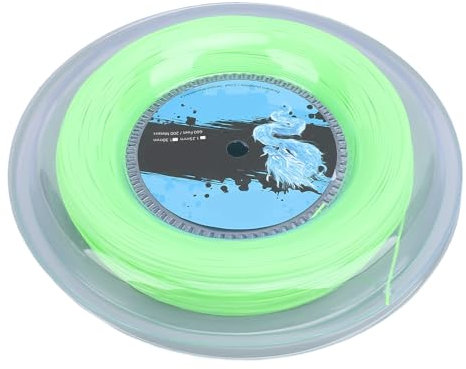 Asixxsix Cuerda de Tenis de poliéster, Verde Fluorescente, 200 m de Longitud, 0,13 cm de diámetro. Cuerda de Raqueta de Tenis en Carrete, Repuesto de Cuerda de Raqueta