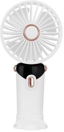 Hand Held Fan,Portable Handheld USB Rechargeable Fans with 5 Speeds,Battery Operated Mini Fan Foldable Desk Desktop Fans with LED Display for Home Office Bedroom Outdoor Travel (White)