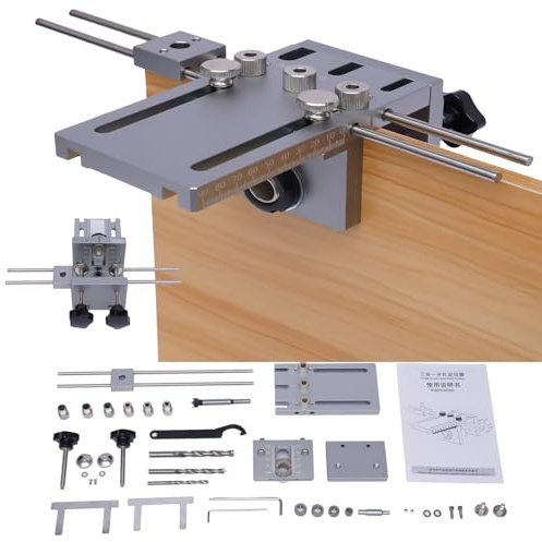 Fridgestea 6/8/10mm Bohrschablone | Selbstzentrierende Dübelvorrichtung mit CNC-Bohrführung für Exakte 32mm Systemlöcher & T-Verbindungen | Ideal für Möbelbau, Türen & Tischlerarbeiten - MD590