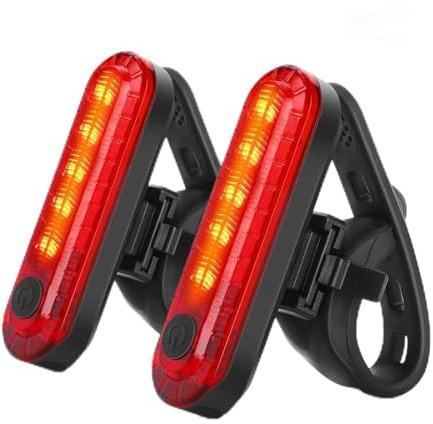 Tomedeks 2 piezas de luz trasera de bicicleta, con cable de datos USB, LED impermeable luz de la bicicleta, MTB equipo de equitación, Para bicicleta de carreras, E-Bike (Rojo), Estilo 3