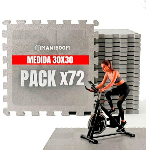 ManiBoom Suelo Gimnasio Acolchado Grueso de Goma Eva Fácil de Limpiar【30x30x1 cm】- Alfombra Gym Crossfit y Ejercicios en Casa - Esterilla Fitness Puzzle de Goma - Tatami Mat