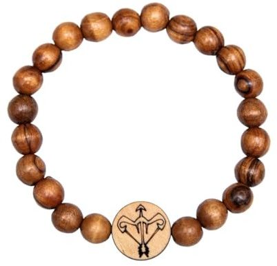 Kassis Olivenholz Armband mit Sternzeichen - Handgefertigtes Holzperlenarmband - Unisex Schmuck - Herren und Damenschmuck