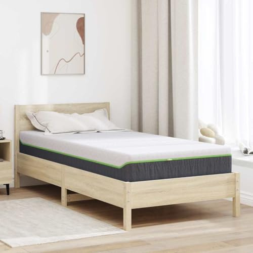 WEMYUFURN Matratze Weiß und Grau 90 x 200 cm mit Taschenfedern und Gel-Memory-Schaum für Wirbelsäulenunterstützung und Bewegungsisolierung in Jacquard-Stoff