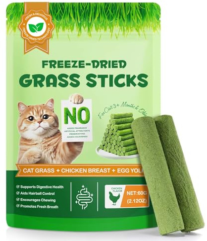 Cat Grass Sticks, Cat Grass for Indoor Cats | Cat Grass and Chicken breast, Cat Dental Treats for Teeth Cleaning