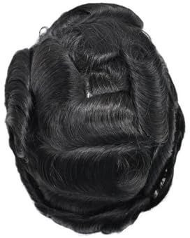 Extensiones de cabello Unidad de sistema reemplazo cabello liso, Base encaje completo, humano, peluquín for hombres, rayita Natural accesorios(6x8)