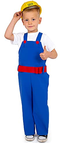Pretend to Bee Bauarbeiter Kostüm für Kinder, Arbeitsanzug und Helm, Mehrfarbig, Unisex, 5-7 Jahre